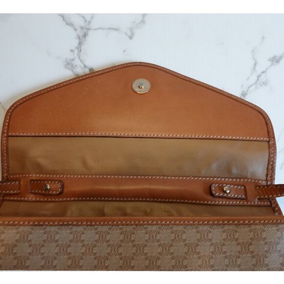 Authentic Celine Triomphe Logo Macadam Beige Crossbody Bag - Picture 10 of 16